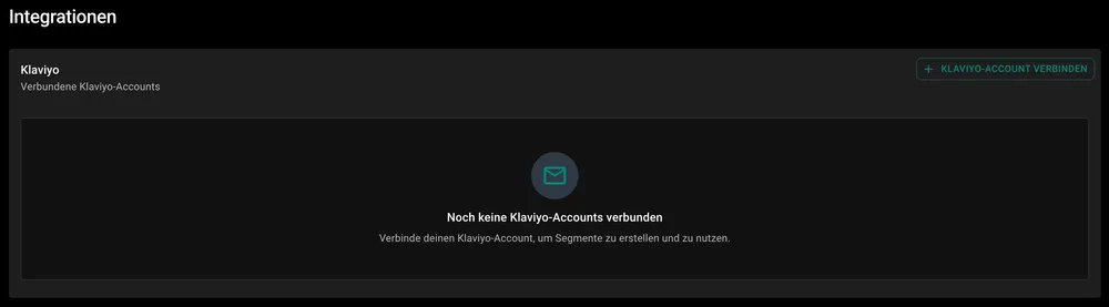 PostPal-Oberfläche: Klaviyo-Account unter Integrationen verbinden