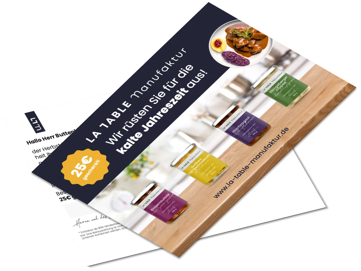 Campaign visual for How La Table Manufaktur reached 1,943% ROAS with PostPal’s done-for-you service