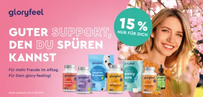 gloryfeel Winback-Postkartenmotiv mit 15 % Rabatt für eine PostPal Direct-Mail-Kampagne