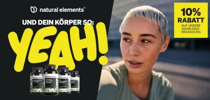 Natural Elements Postkartenmotiv mit 10 % Rabatt auf Nahrungsergänzung für eine PostPal Direct-Mail-Kampagne