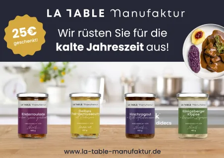 La Table Manufaktur postcard design from a PostPal campaign